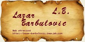 Lazar Barbulović vizit kartica